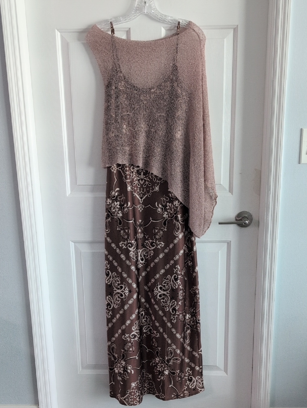 Asymmetric Taupe Knit Shrug Shawl  Poncho - Women One Size Boho Summer - Picture 3 of 12